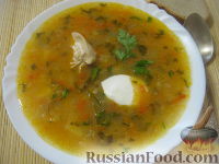 Рассольник из мяса курицы